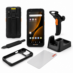 Комплект ТСД S55 Android 13, 4GB/64GB (кредл без передачи, пист. рукоятка, чехол, стекло, ремешок) картинка от магазина Кассоптторг