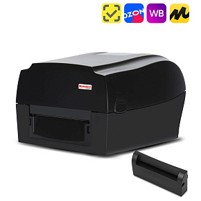 Комплект: термотрансферный принтер этикеток MERTECH TLP300 TERRA NOVA с отрезчиком (Ethernet, RS232, USB) black картинка от магазина Кассоптторг