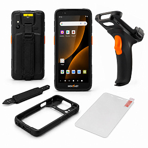 Комплект ТСД S55 Android 13, 4GB/64GB (пист. рукоятка, чехол, стекло, ремешок) картинка от магазина Кассоптторг